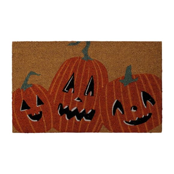 1'6"x2'6" Three Jack O Lanterns Coir Doormat Orange - Hyde and EEK! Boutique™ - Picture 1 of 3